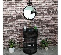 Lavabo sur Pied autoportant, Meuble-lavabo sur Pied, Meuble de Salle de Bain Brillant, 22,4 x 18,5 34,2 po (Noir, avec Miroir)