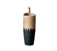 Lavabo sur pied en céramique avec robinet et kit de vidange - Élégant lavabo de salle de bain pour la maison et l'extérieur Design peu encombrant Installation facile