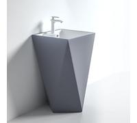 Lavabo Sur Pied En Céramique For Salle De Bain, Lavabo Autoportant, Style Art Moderne, For Salle De Bain, Hôtel, Maison, Appartement(Gray A)