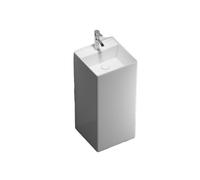 Lavabo sur pied Lavabo sur colonne en céramique blanche, ensemble lavabo monobloc avec robinet et kit de vidange