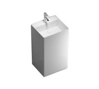 Lavabo sur pied Lavabo sur colonne en porcelaine blanche, ensemble lavabo monobloc avec robinet et kit de vidange