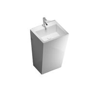 Lavabo sur pied Lavabo sur pied en céramique blanc moderne, ensemble lavabo monobloc avec robinet et kit de vidange
