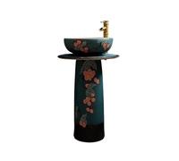 Lavabo sur pied Meuble-lavabo sur pied en céramique autoportant avec robinet et kit de vidange