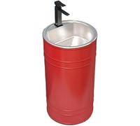 Lavabo sur Pied Rond Moderne avec Vasque en Acier Inoxydable, Ensemble Complet De Meuble-lavabo avec Robinet Et Bonde, Design Métallique Créatif pour Salles De Bains élégantes Red A