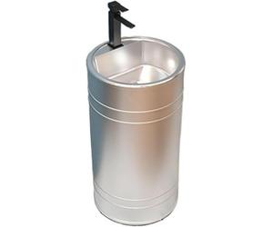 Lavabo sur Pied Rond Moderne avec Vasque en Acier Inoxydable, Ensemble Complet De Meuble-lavabo avec Robinet Et Bonde, Design Métallique Créatif pour Salles De Bains élégantes Silver A
