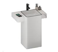 Lavabo sur pied Vanité de salle bain avec comptoir en ardoise et évier céramique, lavabo minimaliste moderne carré, robinet/drain/tuyau d'entrée/vanne d'angle(60cm)