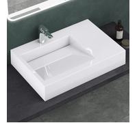 Lavabo suspendu blanc 75cm Mai & Mai Col11 - Vasque à poser avec rangement - Rectangulaire