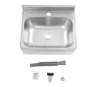 Lavabo Suspendu, Evier Mural en Acier inoxydable 304 Rectangulaire 48 x 39 X 20 cm et Système de Drainage (Perçage Installer)