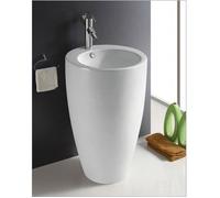 Lavabo Totem Design OVE - Rue du Bain - Blanc - Céramique - Vasque pré-percée - Capacité 10L