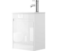 Lavabo UEV avec Meuble Sous-Vasque, 40,6 cm, Lavabo pour Toilettes d’Invités, Ensemble Meuble de Salle de Bain Suspendu, Blanc
