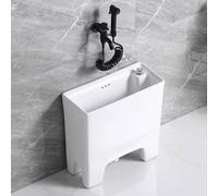 Lavabo utilitaire blanc avec robinet 45 x 20 x 45 cm avec bouton de vidange, pour nettoyage durable pour un usage commercial