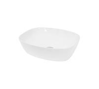 ECD Germany Lavabo Vasque à Poser Bassin Évier Lave-Mains Salle de Bain en Céramique - 505 x 385 x 135 mm - Ovale - Blanc - sans Trop-Plein - Design Moderne Intérieur Salle d'eau Cabine de Toilette