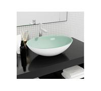 Lavabo Vasque à Poser de Toilette Lave-mains de Salle de Bain Lavabo de Salle d'Eau Maison Intérieur Verre 50x37x14 cm Blanc