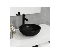 vidaXL Lavabo vasque à poser en verre trempé 35x12 cm Noir