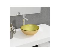 vidaXL Lavabo Verre trempé 30x12 cm Doré
