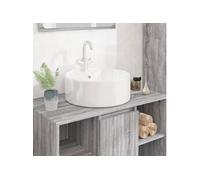 Lavabo, Vasque à Poser, Lave-Mains avec Trou de Vidange, Evier de Comptoir Salle de Bain Toilette Salle d'Eau Blanc 153339