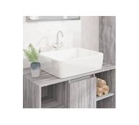 vidaXL Lavabo à poser en céramique blanc rectangulaire avec trou de vidange