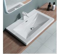 Lavabo vasque blanc 76,5cm à encastrer doporro Colossum01 fonte minérale solid surface 76,5x48x13cm