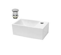 Lavabo Vasque en Céramique Blanc 350x205x125 mm Rectangulaire, Bonde Incluse