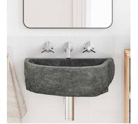 vidaXL Lavabo mural Bassin moderne Gris Pierre de rivière