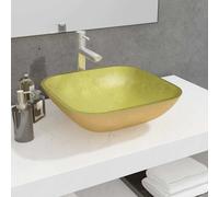 vidaXL Vasque à poser en verre 42x42x14 cm Blanc – Lave-mains Toilette