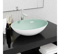Lavabo Vasque à Poser de Toilette Lave-mains de Salle de Bain Lavabo de Salle d'Eau Maison Intérieur Verre 50x37x14 cm Blanc