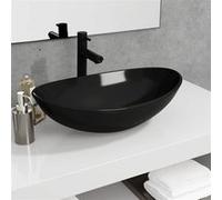 vidaXL Lavabo vasque à poser Lave-mains Verre trempé 54,5x35x15,5 cm Noir