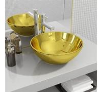 Lavabo - vidaXL - 32,5 x 14 cm - Céramique - Doré - Design contemporain Jaune G