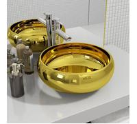 Lavabo - VIDAXL - 40 cm - Céramique - Jaune - Doré