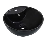 Lavabo - VIDAXL - Forme ronde - Céramique - Noir - Design tendance et contemporain