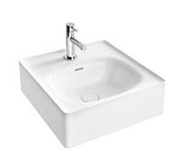 Lavabo VitrA Equal 7240B403-0001 43 x 45 cm, avec trou de robinetterie central et trop-plein, finition VC blanc brillant