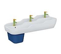 Lavabo VitrA Sento Kids Row 7352B003-1742, 125 x 40 cm, 3 hauteurs, 1 trou de robinetterie central, blanc brillant, avec trop-plein