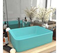 Lavabo with Céramique, Design Rectangulaire, Finition Mate, Vasque à Poser Salle de Bain, Lavabo Salle de Bain, Lave Main, Vert Clair Mat, 41 x 30 x 12 cm