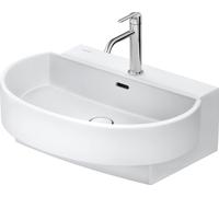 Lavabos Balcoon Duravit, plage de robinetterie, 1 trou de robinetterie, avec trop-plein, avec robinetterie Push-Open, largeur 650mm, 241165AC00, Couleur: Soie matte blanche