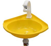 Lavabos de salle de bain Mural,Éviers d'angle Sans perçage,Lave Main Mini Plastique Triangulaire,pour Petit Espac,kit d'échappement inclus, intérieur et extérieur,Facile à installer