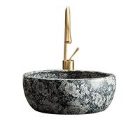 Lavabos Meuble-lavabo-vasque de salle bain 16 pouces Meuble-lavabo à comptoir rond vintage avec motif floral, robinet et combo vidange escamotable Lavabo de salle de bain