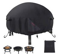 LAVAED Housse de foyer ronde 600D robuste pour foyer d'extérieur de 66 à 76,2 cm, couverture complète imperméable, en tissu Oxford anti-poussière et noir, pour foyer extérieur
