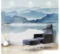 Lavage À L'Encre Paysage Oiseaux En Vol Petits Bateaux Conception Artistique Papier Peint 3D Installation Facile Intissé Tapisserie Bureau Salon Canapé Chambre Décoration Murale-400cm×280cm