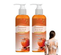 Lavage corporel au kaki pour le contrôle des odeurs corporelles, lavage corporel à contrôle d'huile, lait de bain hydratant et nourrissant, gel douche nettoyant quotidien en profondeur (2PCS)