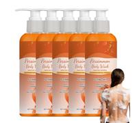 Lavage corporel au kaki pour le contrôle des odeurs corporelles, lavage corporel à contrôle d'huile, lait de bain hydratant et nourrissant, gel douche nettoyant quotidien en profondeur (5PCS)