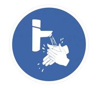 Lavage des mains propreté logo 1 - se laver les mains autocollant sticker stop virus - Taille : 12 cm - Couleur : noir