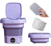 Lavage Portable S, Mini Lavage D Sèche-Linge 8l, Lavage De sous-vêtements à Ultrasons Pliant avec Panier De Vidange, Mini Laveuse Portable Essoreuse Sécheuse pour Laver Les Sou, Purple
