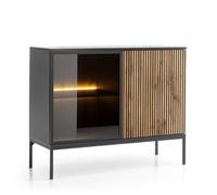 Laval K104 LED - Buffet avec éclairage, noir / chêne wotan, largeur 104 cm, hauteur 83 cm, profondeur 39 cm