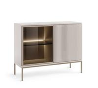 Laval K104 LED - Buffet trois portes avec éclairage, cachemire, largeur 104 cm, hauteur 83 cm, profondeur 39 cm