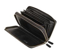 Lavalen® Grand Portefeuille Femme en Cuir - Porte Cartes Grande Capacité avec RFID - Porte Monnaie Élégant Fait Main - Idée Cadeau Originale - Deux Fermetures éclair, Noir