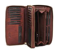 Lavalen® Grand Portefeuille Femme en Cuir - Porte Cartes Grande Capacité avec RFID - Porte Monnaie Élégant Fait Main - Idée Cadeau Originale - Deux Fermetures éclair, Carré - Marron