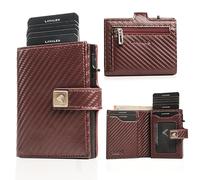 Lavalen Porte Carte Homme PopUp - Petit Portefeuille Homme Cuir Veritable Style Moderne - Porte Carte Bancaire RFID - Portefeuilles et Porte-Cartes - Wallet for Men - Idee Cadeau (Bordeaux)