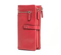 Lavalen® Portefeuille Femme Cuir - Porte Carte Grande Capacité avec RFID - Porte Monnaie Femme Cuir - Élégant Chequier Fait Main - Idee Cadeau Original, Rouge