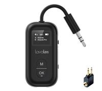 Lavales SafeFly Pro - Transmetteur Recepteur Avion Bluetooth 5.3 Premium pour 2 AirPods ou Casques, aptX Low Latency, Adaptateur Bluetooth Audio 3,5 mm AUX avec Écran OLED pour Avion, TV, Gym