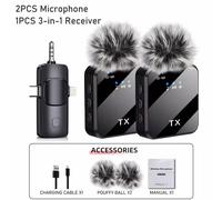 Lavalier Double Microphone À Revers Sans Fil Micro À Cravate Professionnel Pour Iphone Téléphone Android Téléphone Portable Pc Boutonnière Microphon Micro.1 To 2.